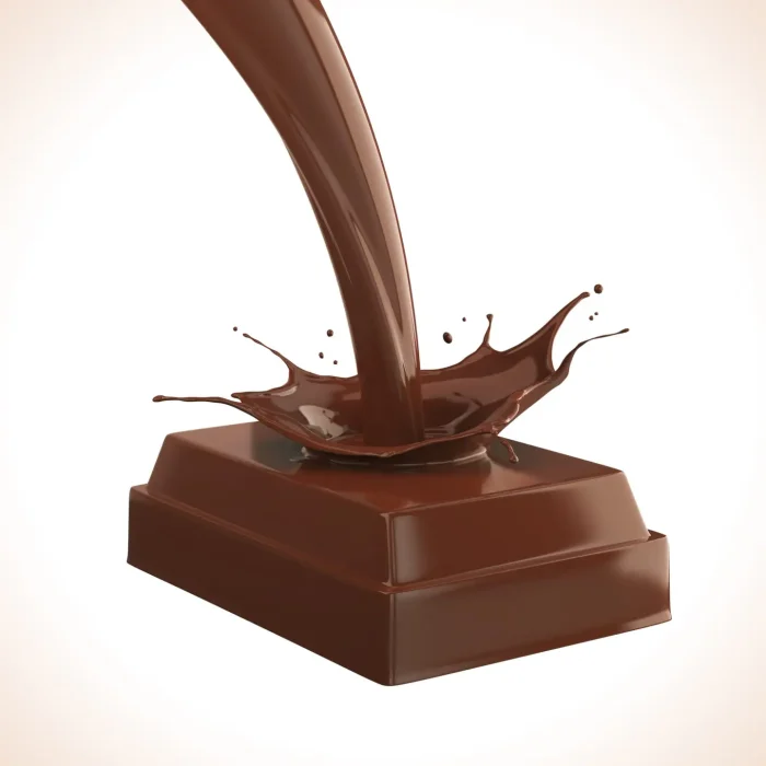 chocolate bar with chocolate splash isolated on background, Design for chocolate products. chocolate bar include clipping path, 3d illustration.